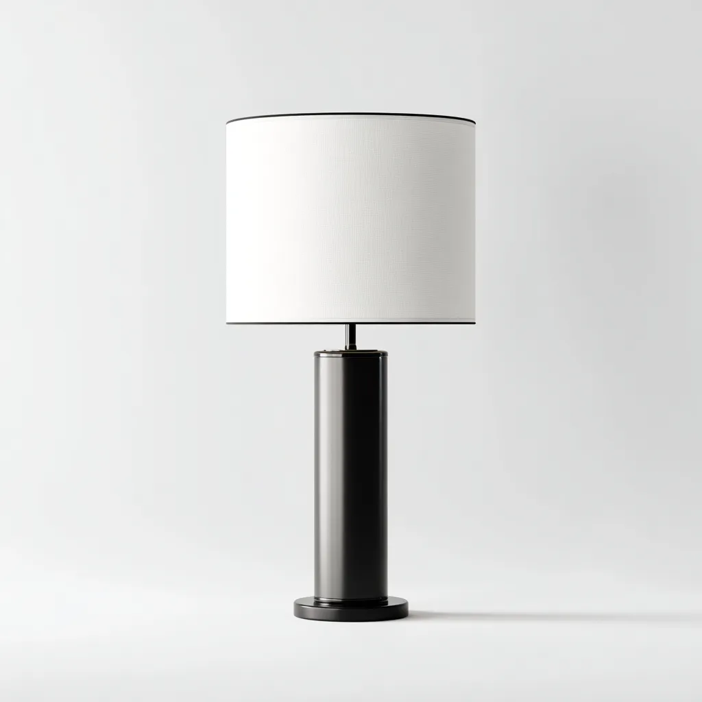 Lampe de table - métal-tissu - 26x26x62 cm - noir-blanc - style moderne-Dengetio
