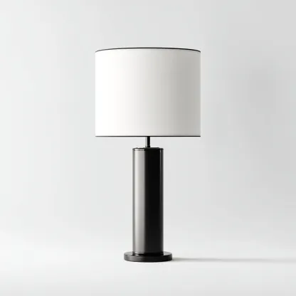Lampe de table - métal-tissu - 26x26x62 cm - noir-blanc - style moderne-Dengetio