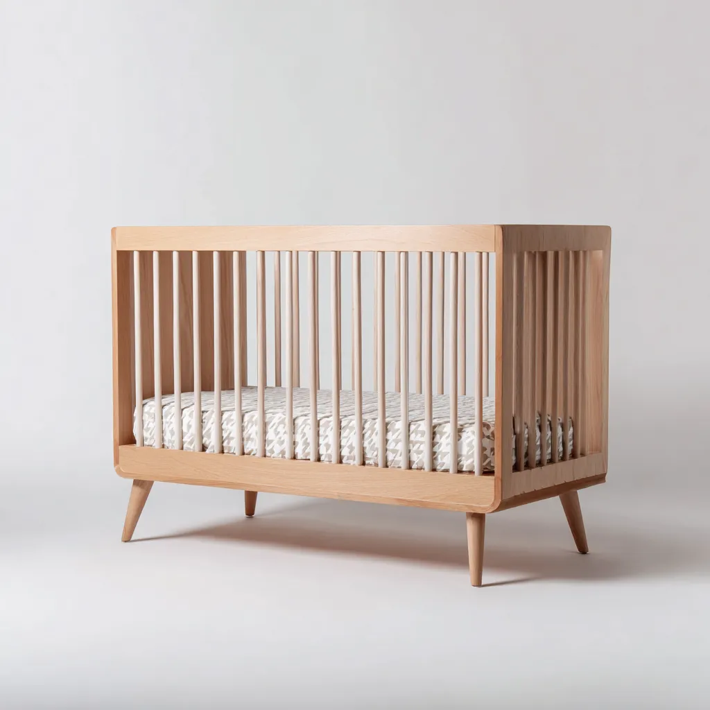 Lit bébé-bois massif-120x60x88 cm-bois naturel-design scandinave sécurisé-Dengetio