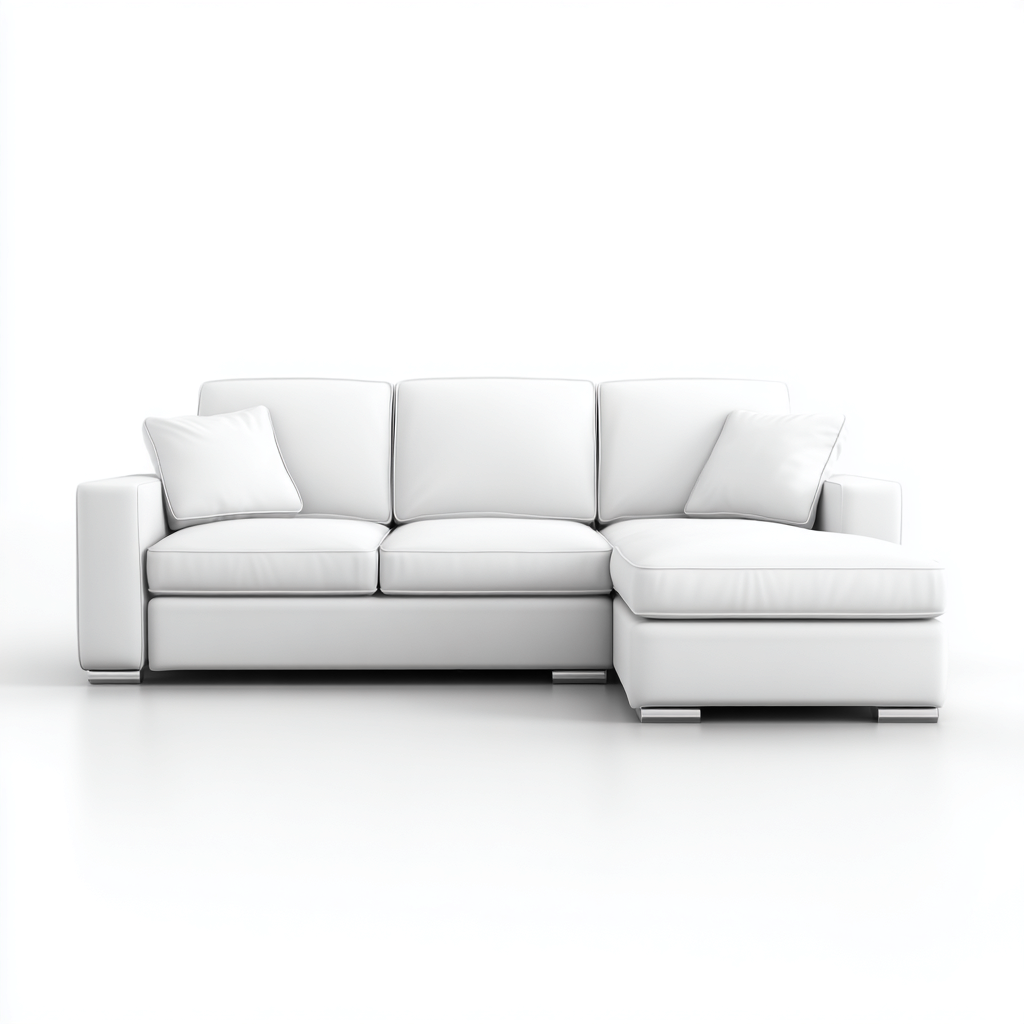 Canapé d'angle - cuir - 255x160x86 cm - blanc - style moderne pour salon-Dengetio