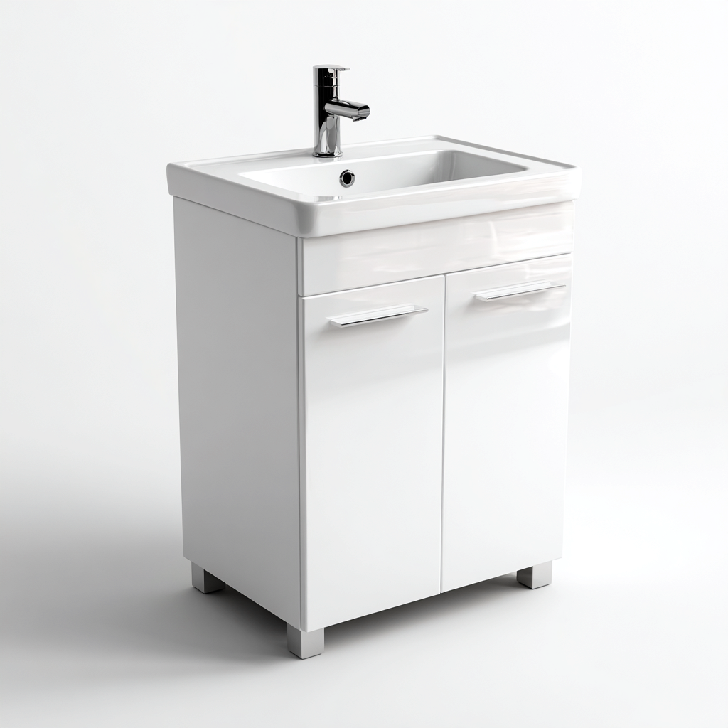 Meuble vasque-mdf-ceramique-60x45x85cm-blanc-style moderne-Dengetio