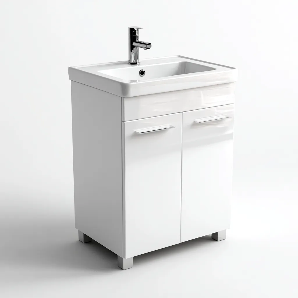 Meuble vasque-mdf-ceramique-60x45x85cm-blanc-style moderne-Dengetio
