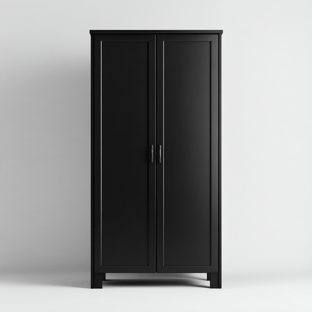 Armoire - Bois - 96x55x190 cm - Noir - Style minimaliste-Dengetio