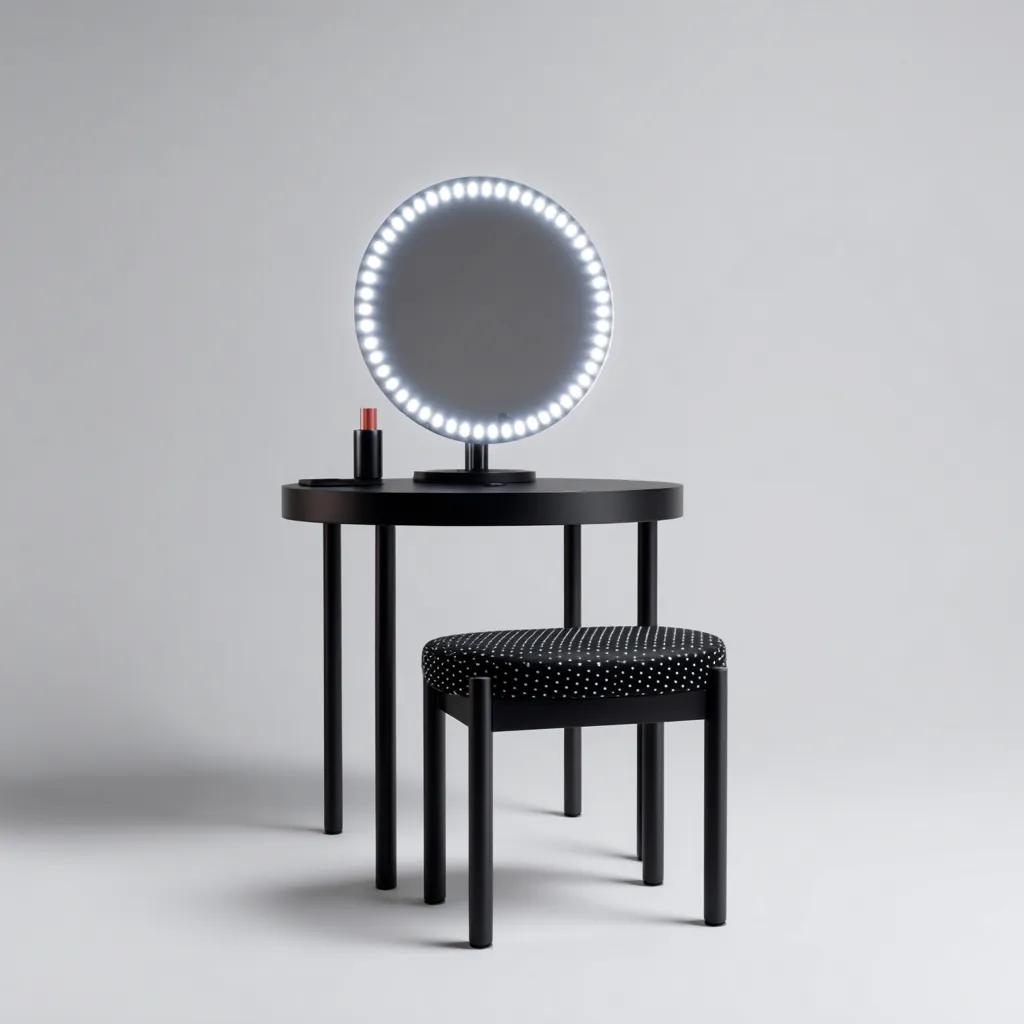Coiffeuse - Métal-Verre - 82x42x128 cm - Noir - Style minimaliste-Dengetio