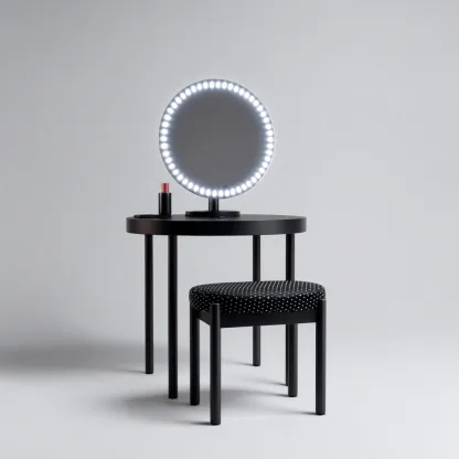 Coiffeuse - Métal-Verre - 82x42x128 cm - Noir - Style minimaliste-Dengetio