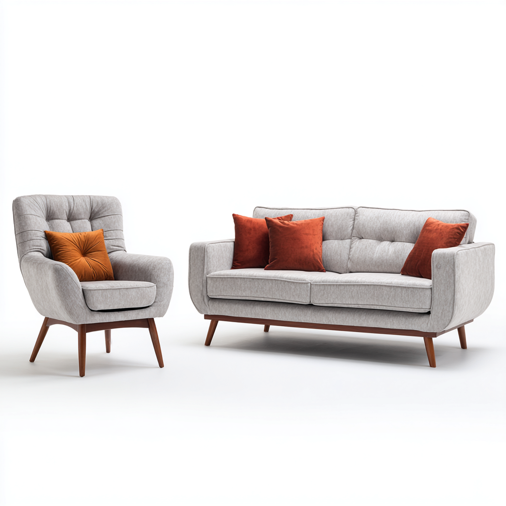 Ensemble de canapé-tissu-212x96x88 cm-gris-design scandinave-Dengetio