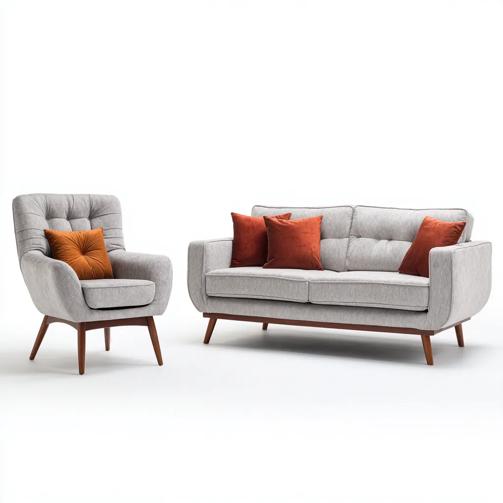 Ensemble de canapé-tissu-212x96x88 cm-gris-design scandinave-Dengetio