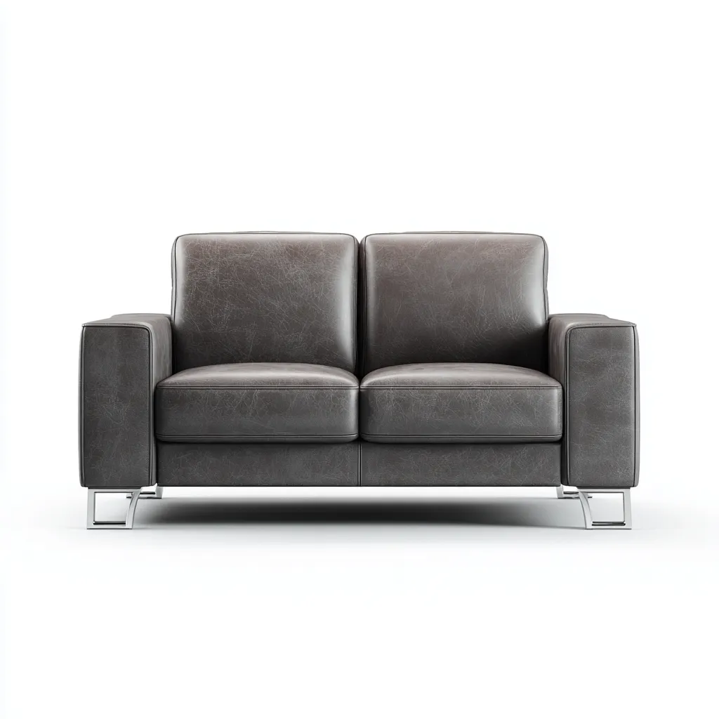 Canape 2 places - cuir-metal - 162x90x82 cm - gris fonce - style moderne pour salon-Dengetio