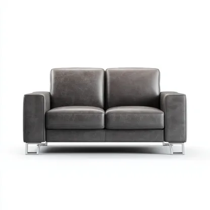 Canape 2 places - cuir-metal - 162x90x82 cm - gris fonce - style moderne pour salon-Dengetio