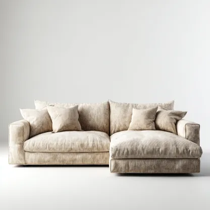 Canapé d'angle - tissu-bois - 260x175x78 cm - beige - style contemporain-Dengetio