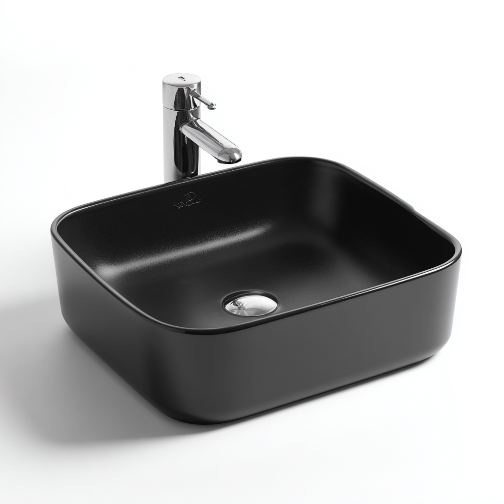Lavabo-ceramique-50x40x15cm-noir-style moderne-Dengetio