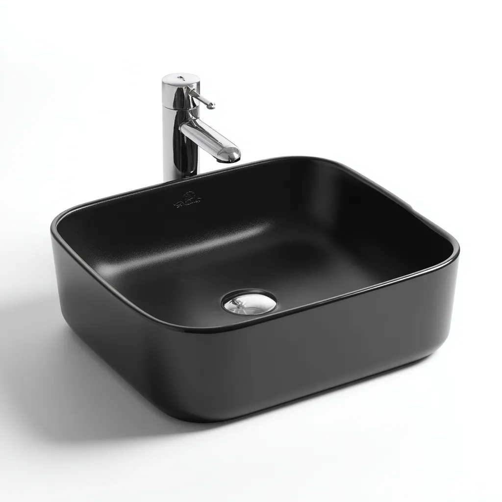 Lavabo-ceramique-50x40x15cm-noir-style moderne-Dengetio