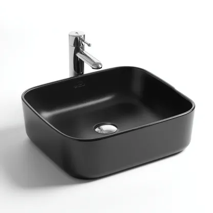 Lavabo-ceramique-50x40x15cm-noir-style moderne-Dengetio