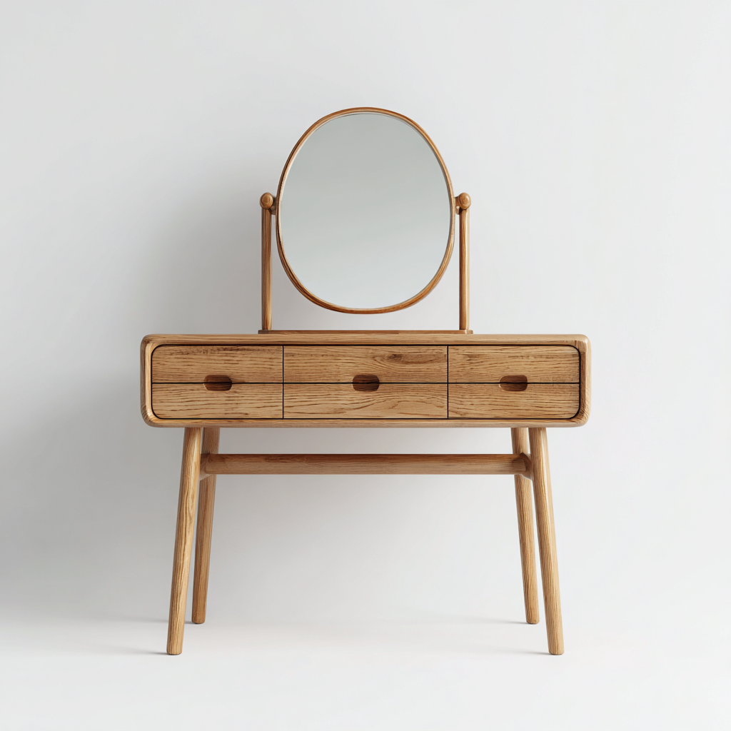 Coiffeuse - Bois-Verre - 90x42x125 cm - Bois naturel - Style scandinave-Dengetio