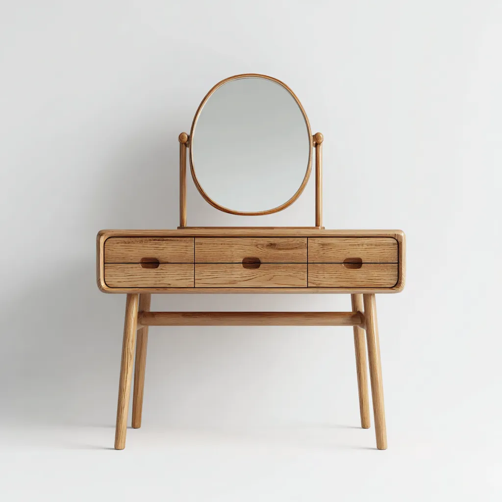 Coiffeuse - Bois-Verre - 90x42x125 cm - Bois naturel - Style scandinave-Dengetio