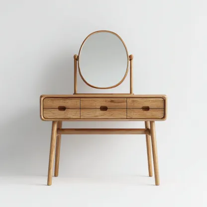 Coiffeuse - Bois-Verre - 90x42x125 cm - Bois naturel - Style scandinave-Dengetio