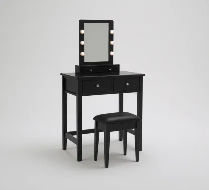 Coiffeuse - Bois-Verre-Métal - 90x40x135 cm - Noir - Style moderne-Dengetio