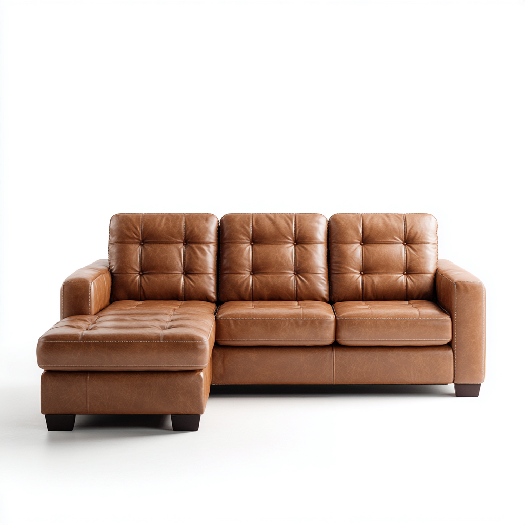 Canapé d'angle - cuir - 272x168x86 cm - marron - style contemporain pour salon-Dengetio