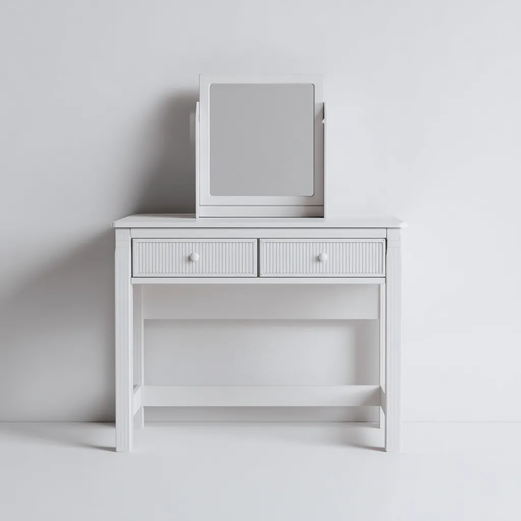 Coiffeuse - Bois-Verre - 92x40x128 cm - Blanc - Style classique-Dengetio