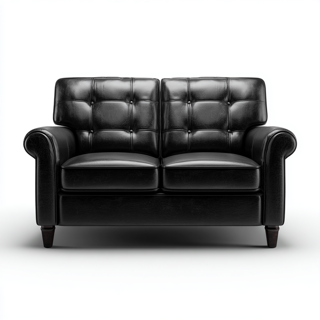 Canapé 2 places - cuir - 158x88x84 cm - noir - style classique pour salon-Dengetio