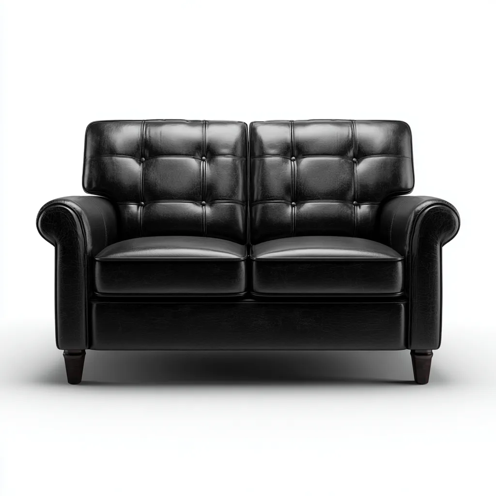 Canapé 2 places - cuir - 158x88x84 cm - noir - style classique pour salon-Dengetio