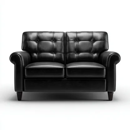 Canapé 2 places - cuir - 158x88x84 cm - noir - style classique pour salon-Dengetio