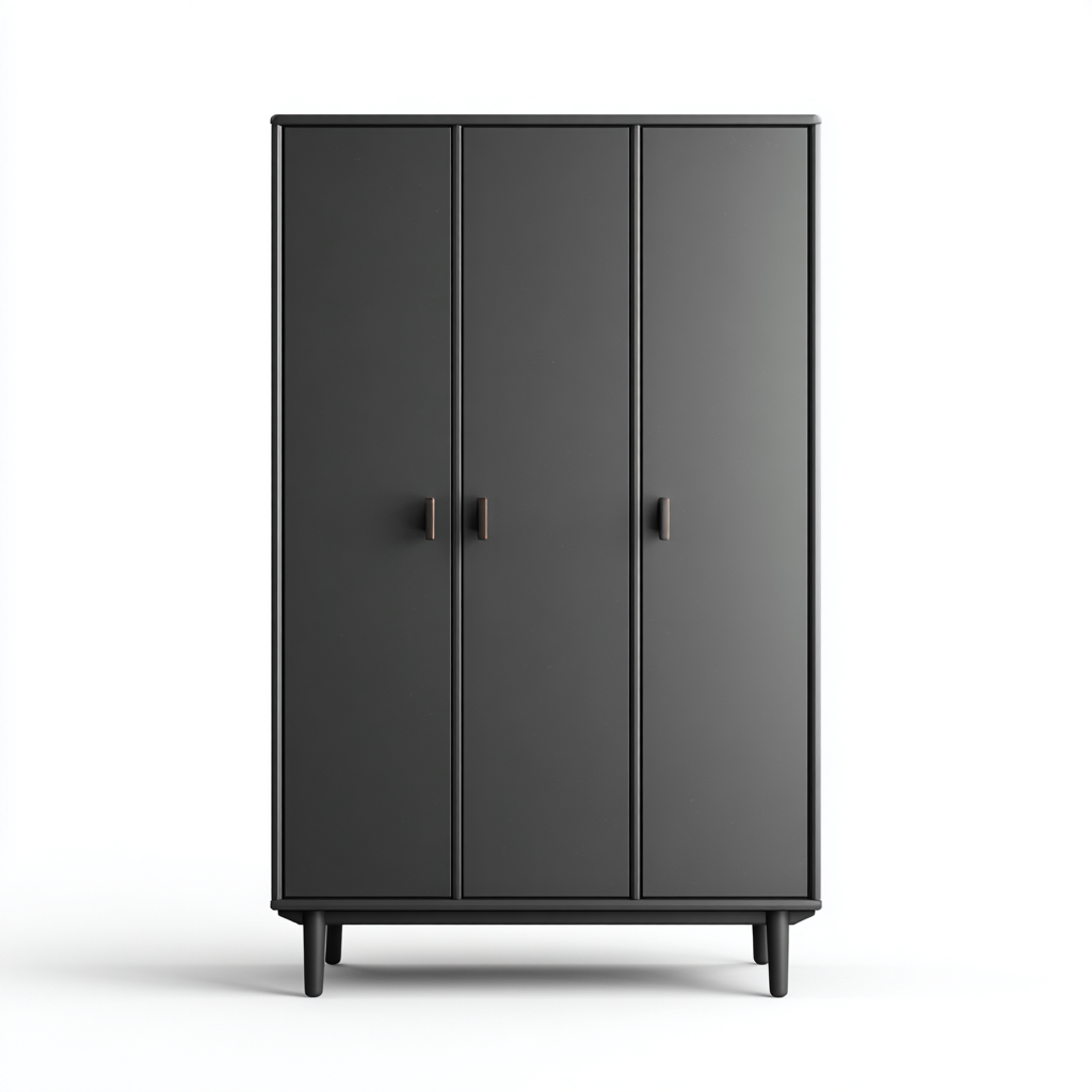 Armoire - bois - 158x55x195 cm - gris foncé - style contemporain-Dengetio