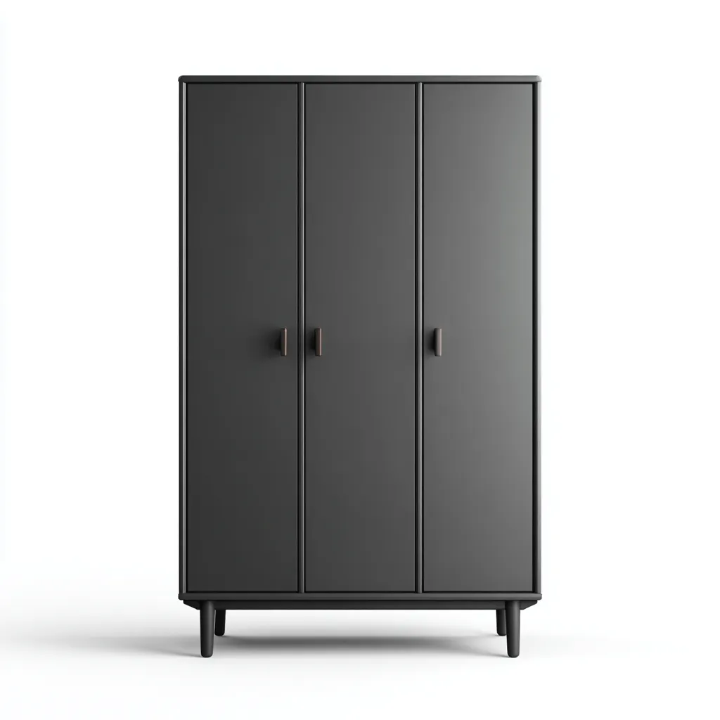 Armoire - bois - 158x55x195 cm - gris foncé - style contemporain-Dengetio