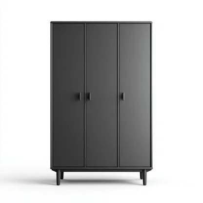 Armoire - bois - 158x55x195 cm - gris foncé - style contemporain-Dengetio