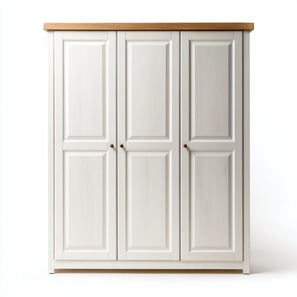 Armoire - bois - 150x58x200 cm - blanc - style classique-Dengetio