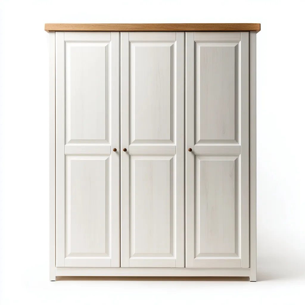 Armoire - bois - 150x58x200 cm - blanc - style classique-Dengetio