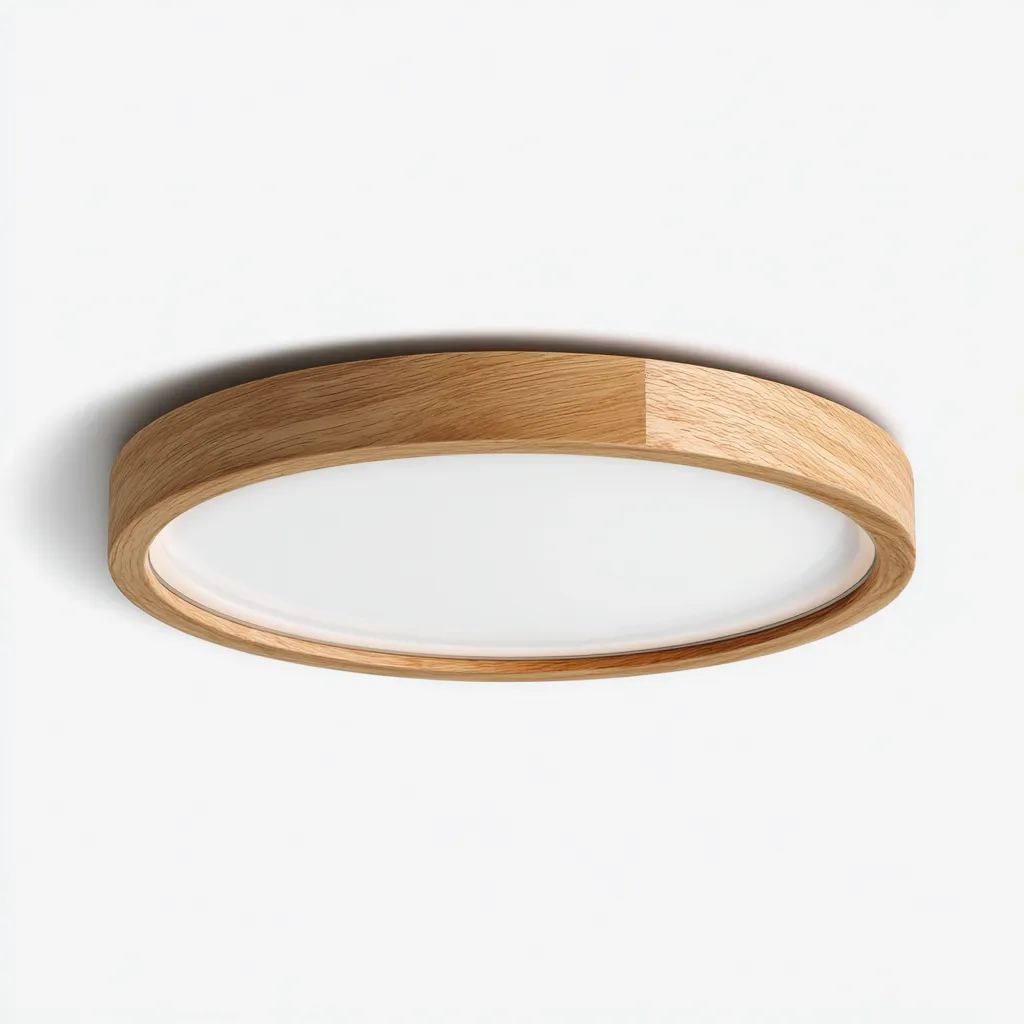Plafonnier - bois-métal - 38x38x8 cm - bois-blanc - style moderne-Dengetio