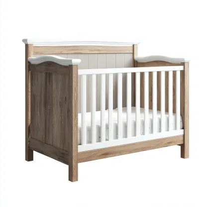 Lit bébé - bois - 126x66x92 cm - bois naturel-blanc - style classique-Dengetio