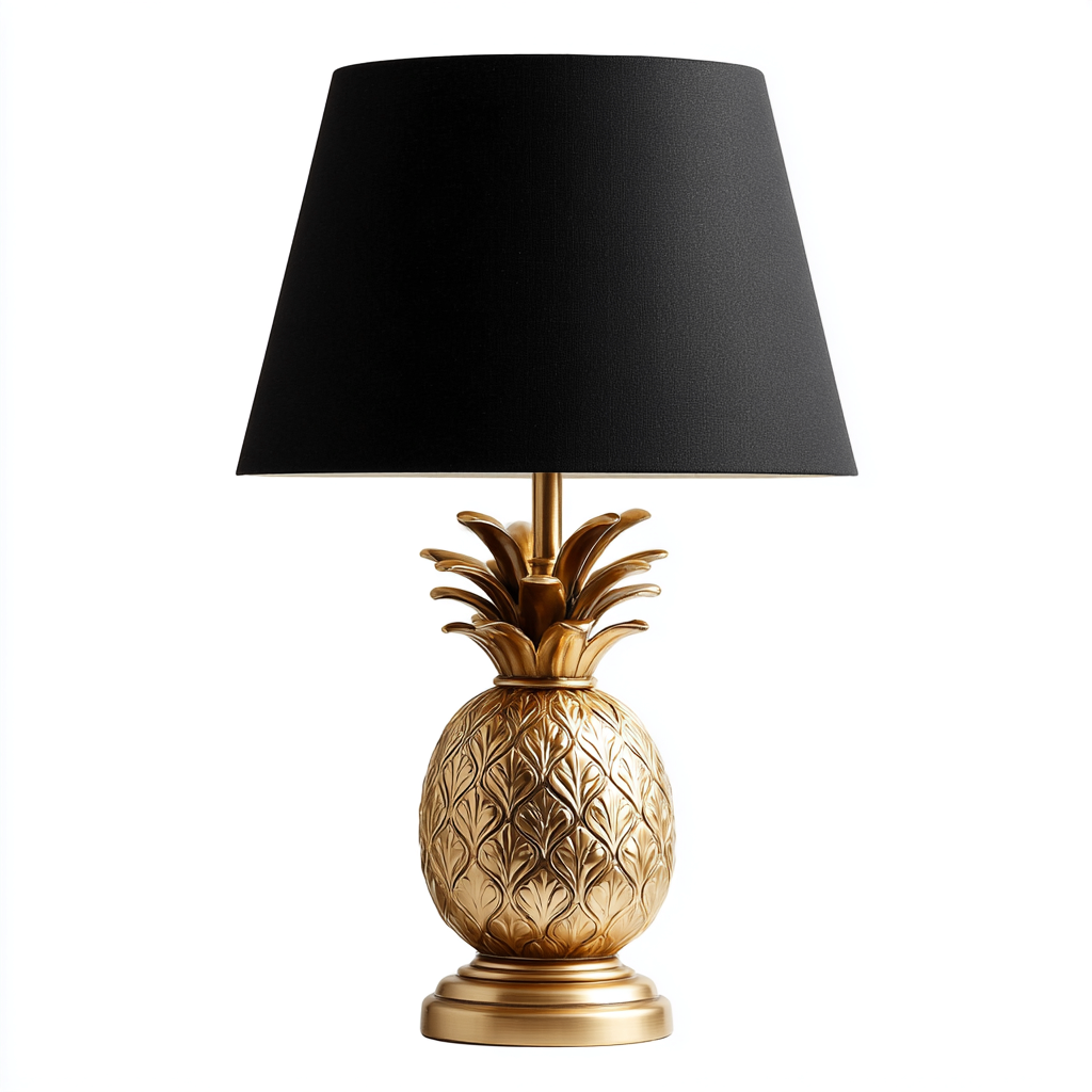 Lampe de table - métal-tissu - 33x33x58 cm - noir-or - style contemporain-Dengetio