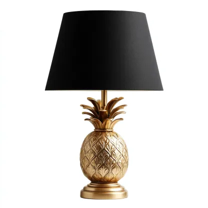 Lampe de table - métal-tissu - 33x33x58 cm - noir-or - style contemporain-Dengetio