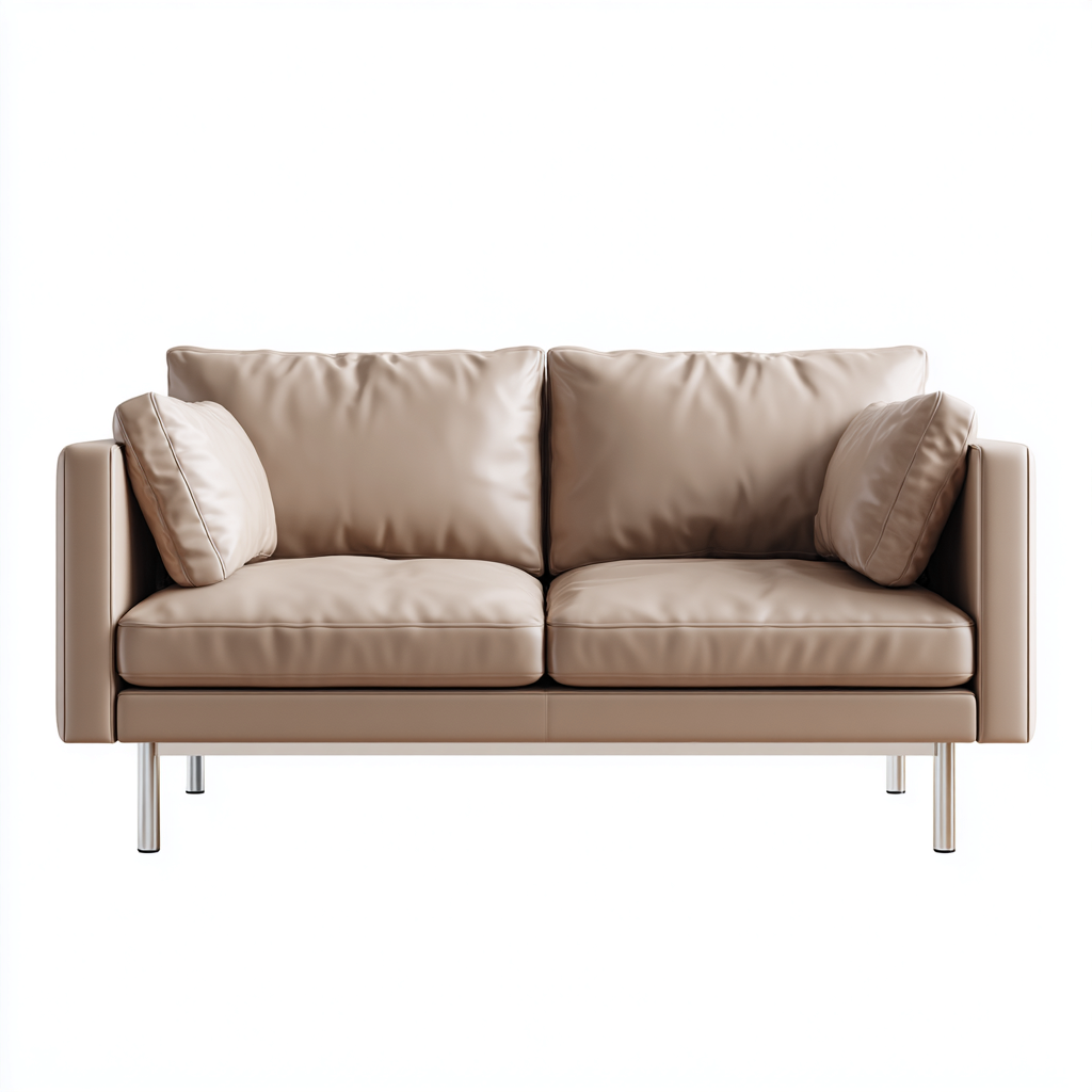 Canapé 2 places - cuir-métal - 164x92x85 cm - beige - style moderne pour salon-Dengetio