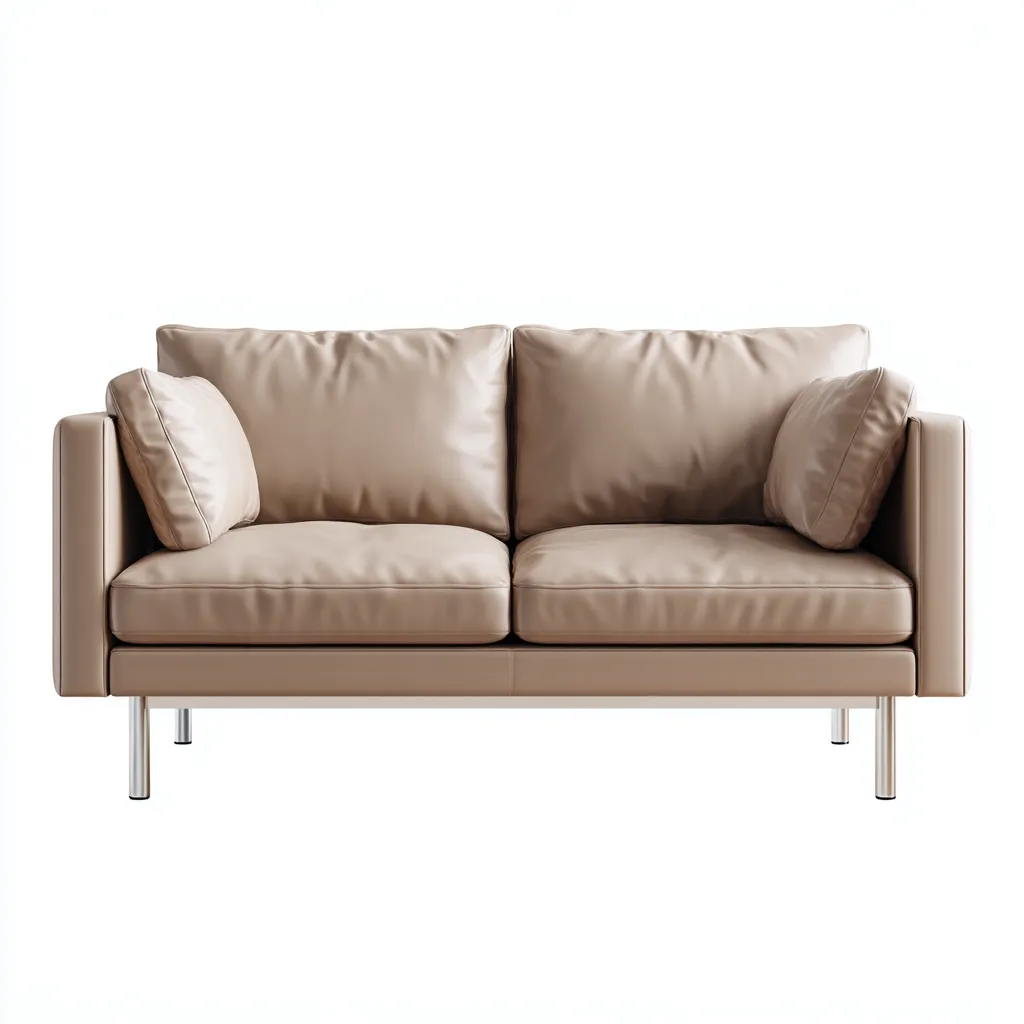 Canapé 2 places - cuir-métal - 164x92x85 cm - beige - style moderne pour salon-Dengetio