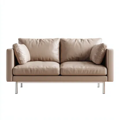 Canapé 2 places - cuir-métal - 164x92x85 cm - beige - style moderne pour salon-Dengetio