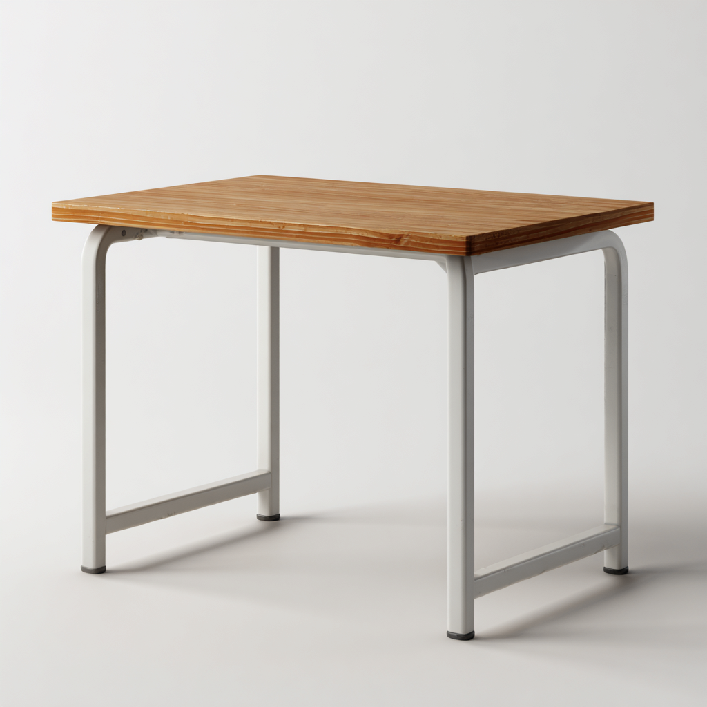 Bureau enfant-bois massif-acier-106x55x73 cm-bois naturel-blanc-design moderne minimaliste-Dengetio