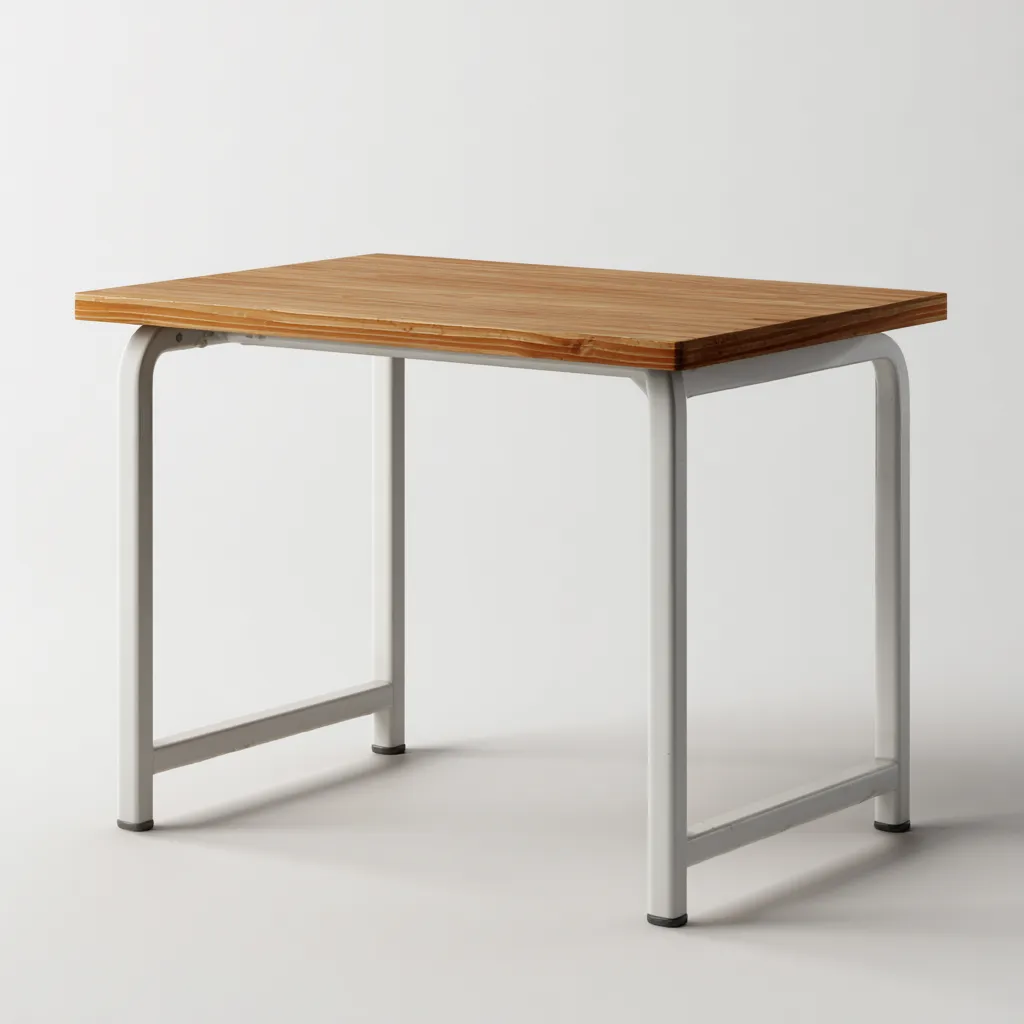 Bureau enfant-bois massif-acier-106x55x73 cm-bois naturel-blanc-design moderne minimaliste-Dengetio
