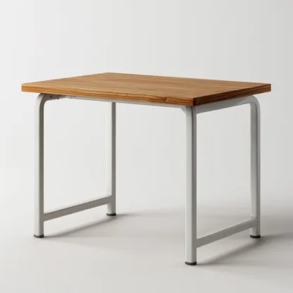 Bureau enfant-bois massif-acier-106x55x73 cm-bois naturel-blanc-design moderne minimaliste-Dengetio