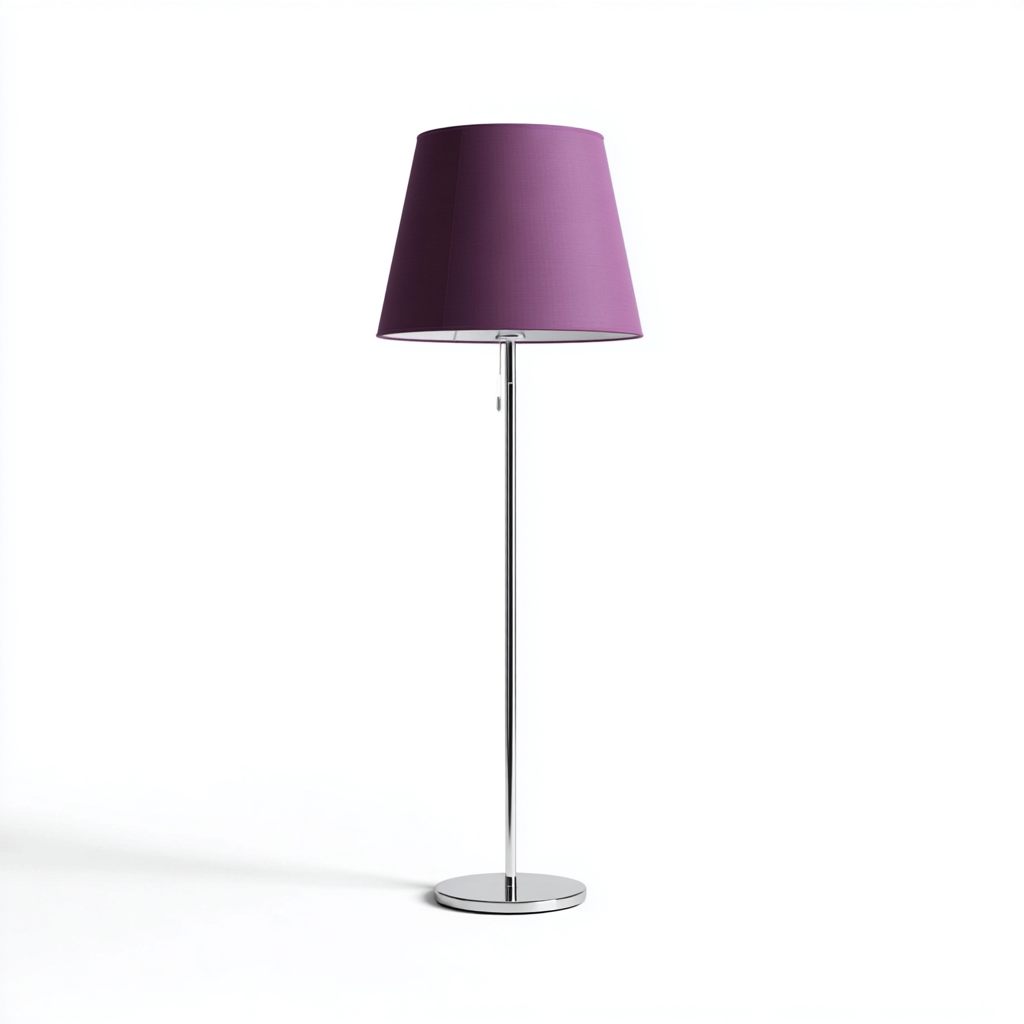Lampadaire-Metal-Tissu-38x38x162 cm-Violet-Argent-Eclairage interieur style moderne-Dengetio