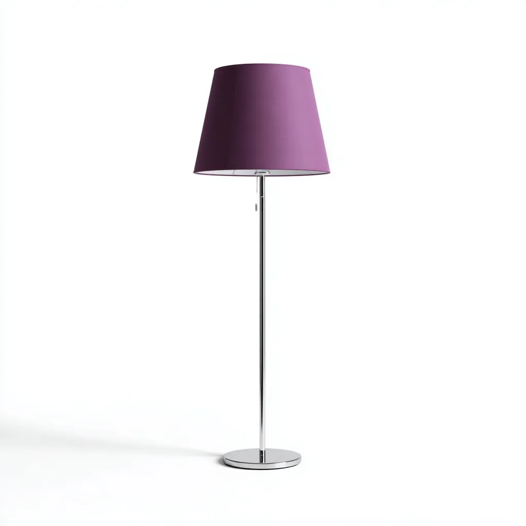 Lampadaire-Metal-Tissu-38x38x162 cm-Violet-Argent-Eclairage interieur style moderne-Dengetio