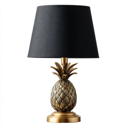Lampe de table - métal-tissu - 34x34x60 cm - noir-or - style moderne-Dengetio