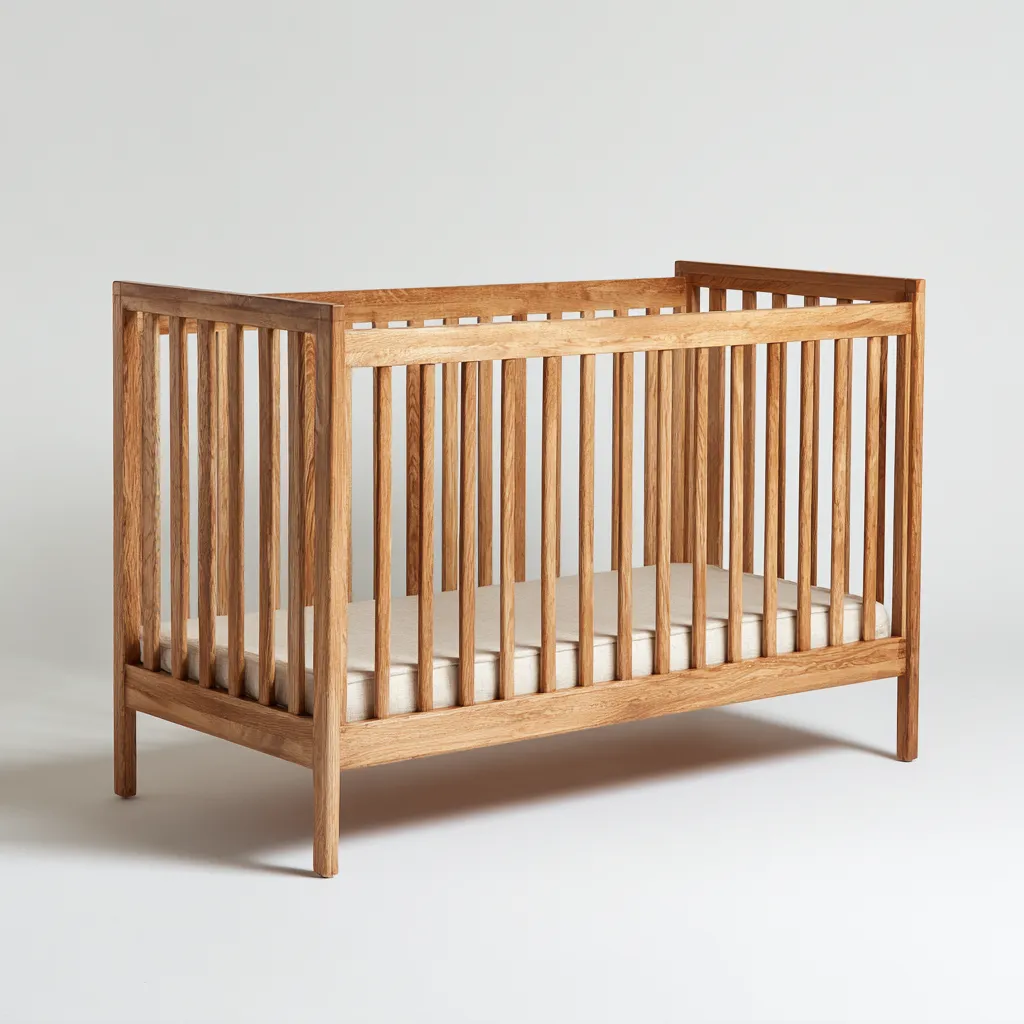 Lit bébé-bois massif-126x66x88 cm-bois naturel-design sécurisé à barreaux-Dengetio
