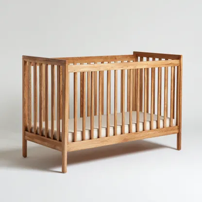 Lit bébé-bois massif-126x66x88 cm-bois naturel-design sécurisé à barreaux-Dengetio
