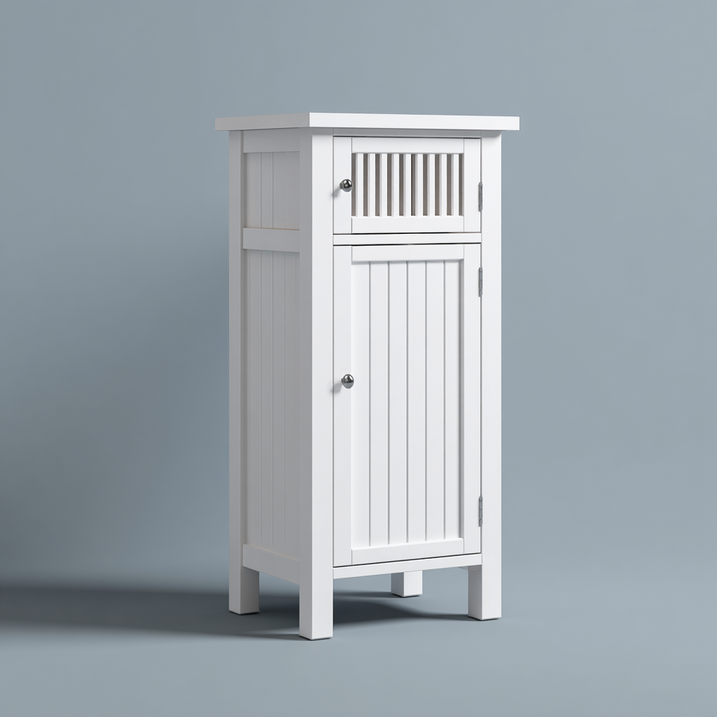 Mobile bagno in legno 40x30x80 cm - bianco - con ante - design classico-Cozymyyard