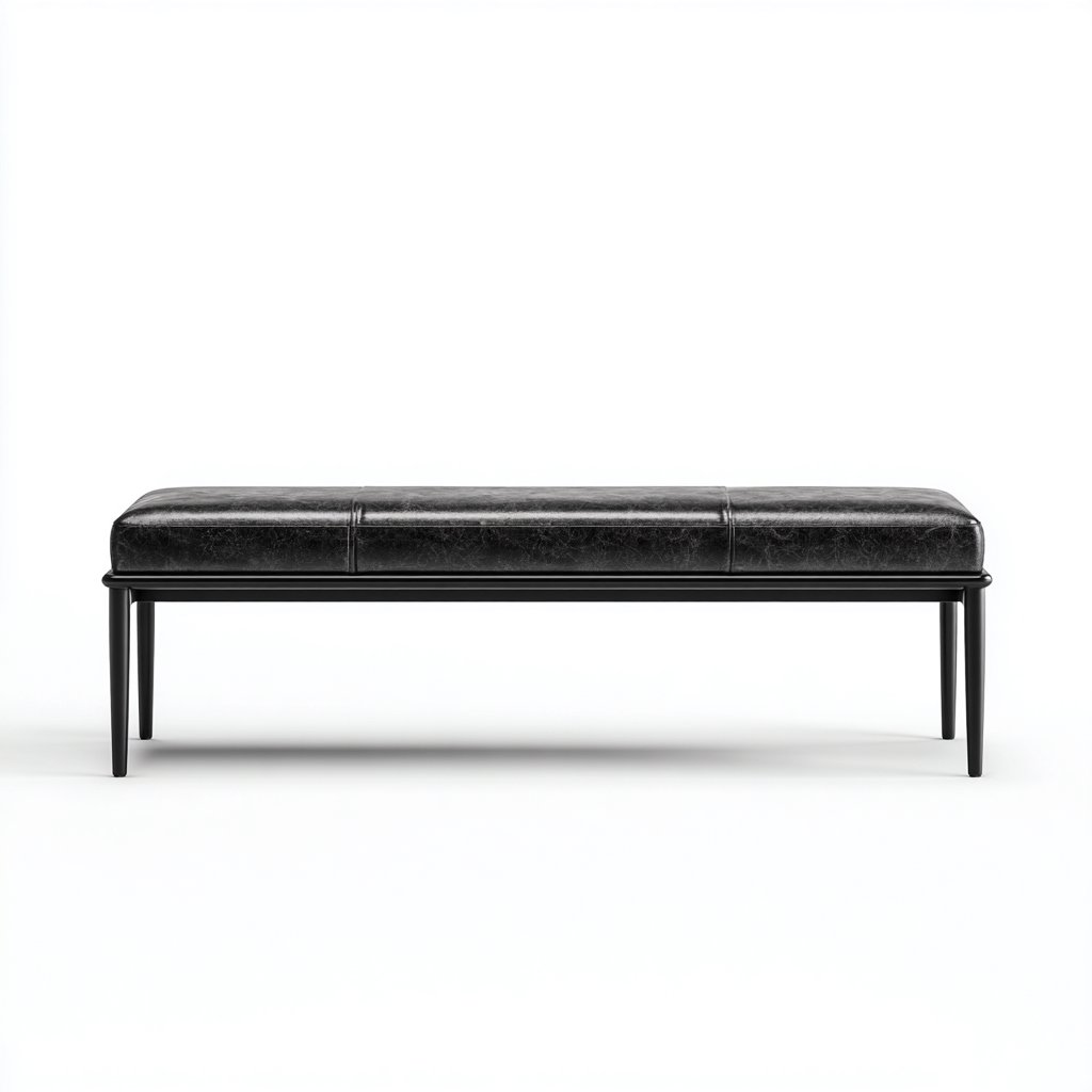Panca per letto pelle metallo 140x40x45 cm - nero - design moderno imbottito-Cozymyyard