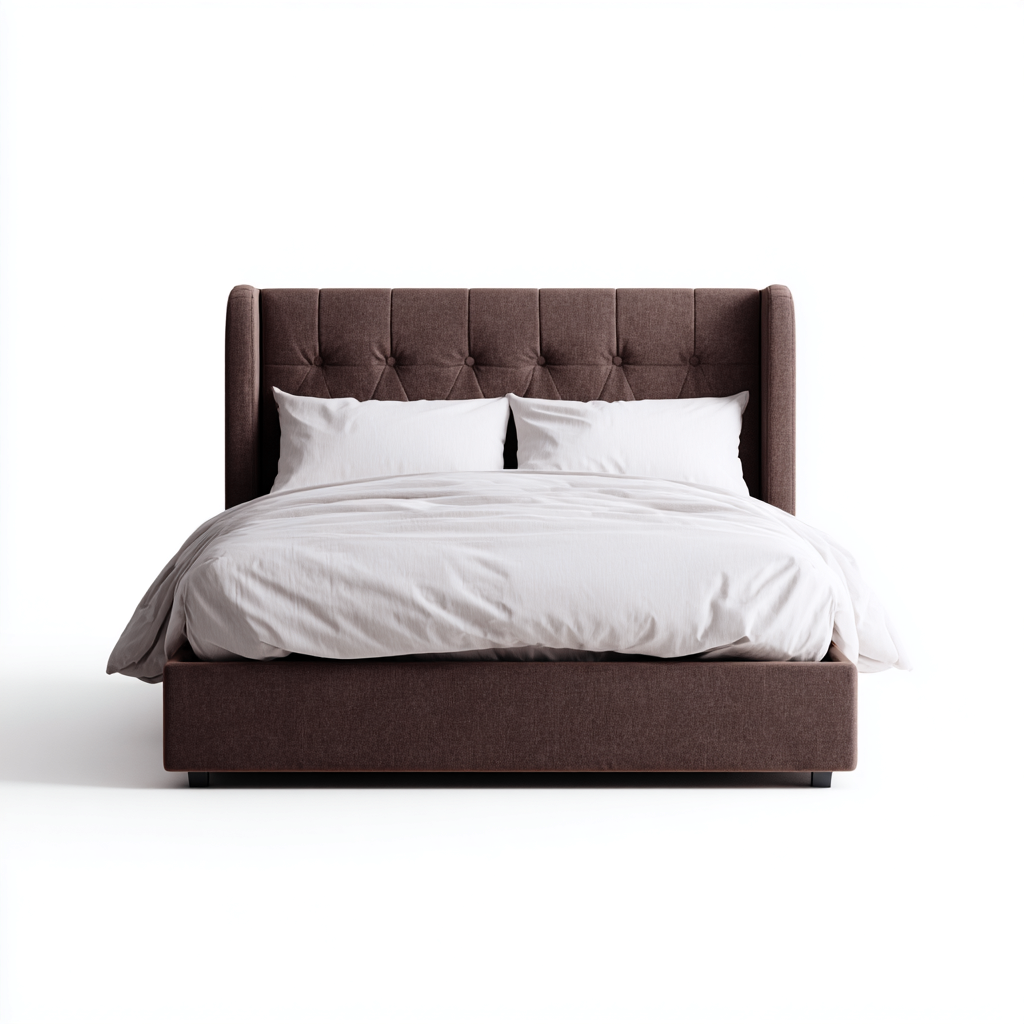 Letto matrimoniale imbottito 160x200x100 cm - tessuto marrone - per camera da letto - design elegante-Cozymyyard