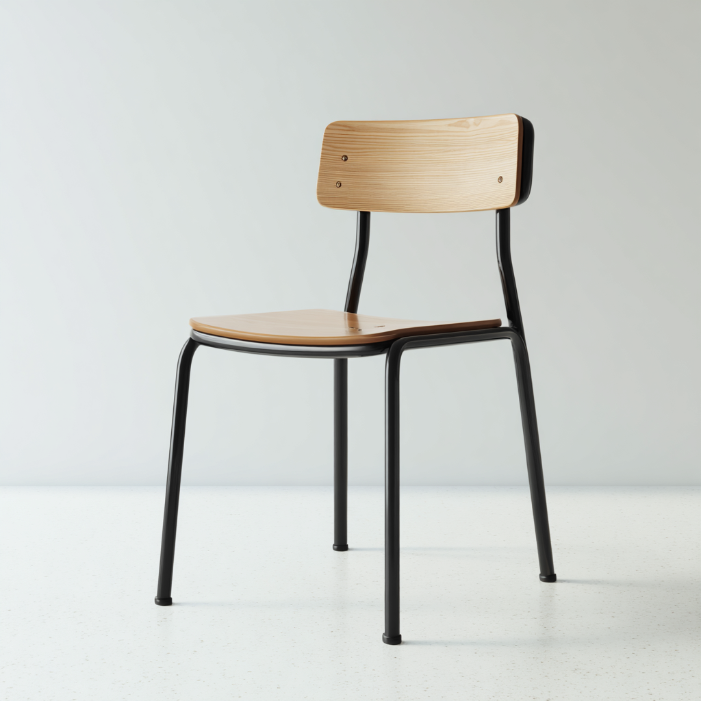 Sedia da pranzo in legno e metallo 45x50x82 cm - naturale e nero - stile moderno-Cozymyyard